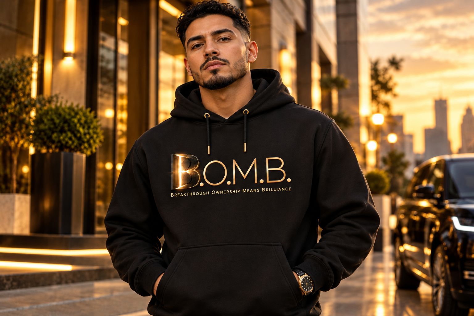 B.O.M.B. breakthrough hoodie in golden light